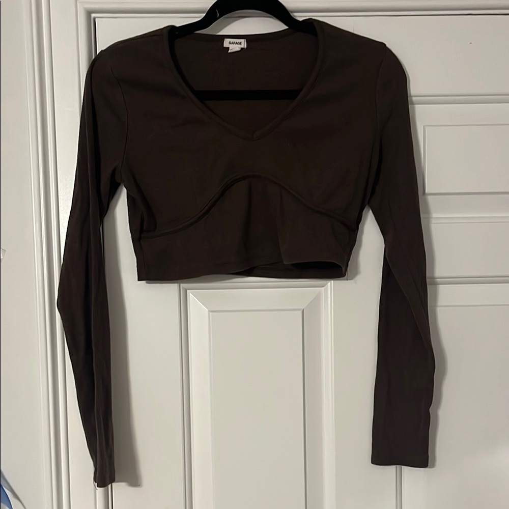 Garage Brown Fitted Crop Bodysuit